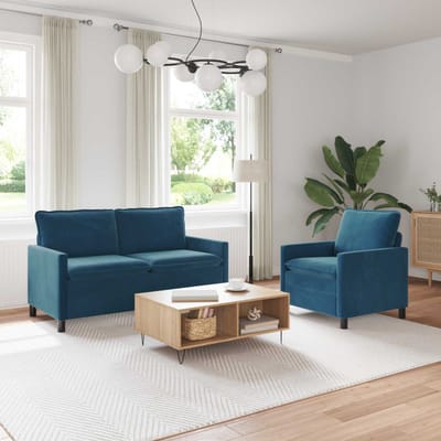 vidaXL - Bankstel - 2 - st - Blauw - Fluweel