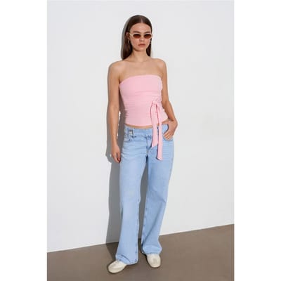 Middenhoog Taille Wijde Pijpen Katoenen Denim Jeans