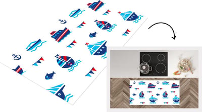 Keukenloper - Loper keuken - Boot - Blauw - Rood - Jongen - Patroon - 120x60 cm - Keukenloper vinyl