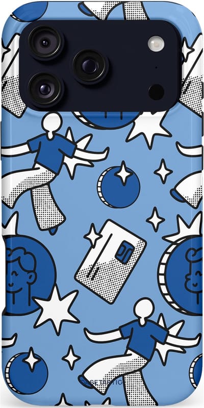Casetastic hoesje geschikt voor Apple iPhone 17 Pro Max - MagSafe - Dubbellaagse bescherming - Geldroute - Fashion Case - Lichtblauw Grijs Donkergrijs