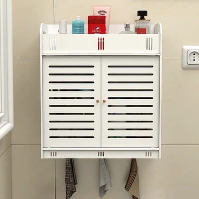 Badkameropbergrek Ponsvrije toiletgootsteen Cosmetica opbergkast Muurhangend badkameropbergrek white