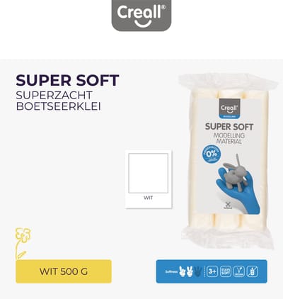 Creall - Boetseerklei Supersoft - Wit - 500 gram - glutenvrij - gemaakt in Nederland