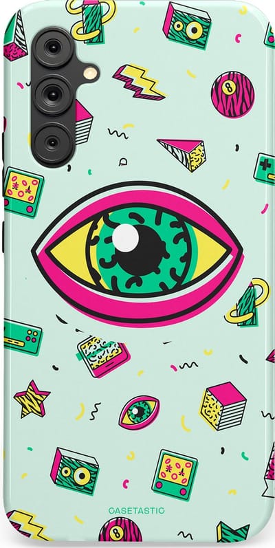 Casetastic Hoesje Geschikt voor Samsung A34 (5G) - Stijlvolle Beschermende Duo-layer Case - Retro 80s vibes