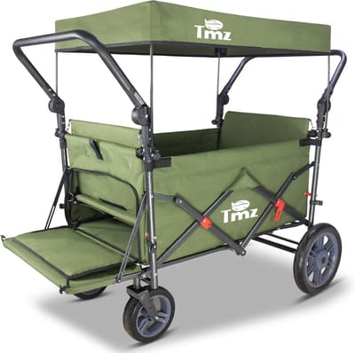 TMZ Bolderkar, opvouwbaar, met dak, handwagen, transportkar, gereedschapswagen | klappbaar | PU-banden met hoge elasticiteit | tot 120 kg (Zuiver Groen)