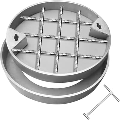 Ronde Putdeksel - Septic Tank Deksel - Toegang Afdekken - Onzichtbaar Ontwerp - 40 cm - Zilver