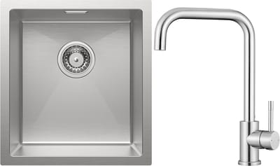 CECIPA max Spoelbak Keuken - Spoelbak Met Keukenkraan 40x44 cm - Enkele spoelbak - roestvrij staal Spoelbak Keuken - Spoelbakken met afdruip - Zliver