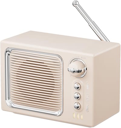 White Noise Machine - 5W Retro Draadloze Bluetooth Mini Luidspreker met Wit Geluid, Handsfree Bellen, HiFi Muziekbox, TF-kaartondersteuning, FM-radio, Beige