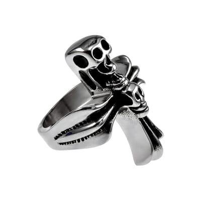 Stoere Herenring met Kruisdesign en Schedel Details, Roestvrij staal (RVS)