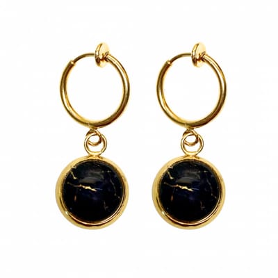 Klem oorbellen -zwart- ader- goudkleur-geen gaatje-Charme bijoux