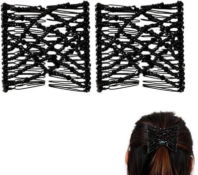 2 stuks kamklemmen met elastische kam, magische parels voor haarkam, dubbele elastische kam, haarkam voor magische parels, magische haarkam voor verschillende haarstijlen