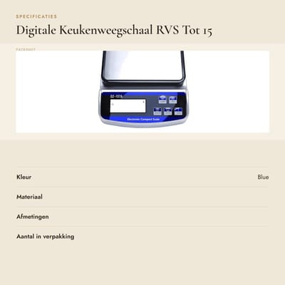 Dailygoods- Keukenweegschaal digitaal 15 kg - Precisie weegschaal - LCD-display - Tare functie - Geschikt voor keuken en winkel - Compact ontwerp - Digitale Weegschaal