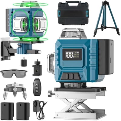 SMH LINE® Kruislijnlaser met Statief - 4D - 4x360 graden - Zelfnivellerend Bouwlaser - 4 tot 16 Lijnen - Incl. Accessoires