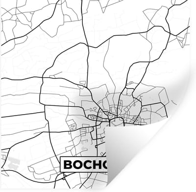 Muurstickers - Sticker Folie - Stadskaart - Bocholt - Kaart - Plattegrond - 100x100 cm - Plakfolie - Muurstickers Kinderkamer - Zelfklevend Behang XXL - Zelfklevend behangpapier - Stickerfolie