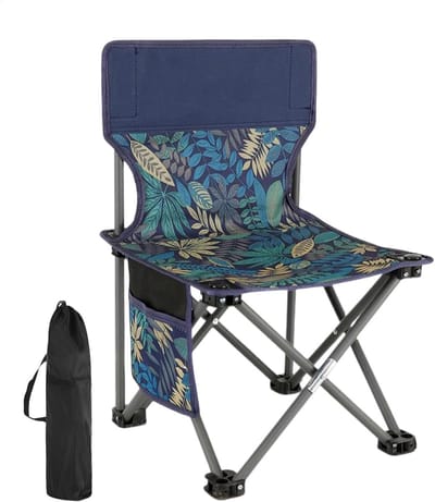 Campingstoel Opvouwbaar - Outdoor Stoel Klapstoel - Buiten Zitten - Robuuste Stalen Constructie - 32x32x51cm - Blauw