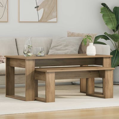 vidaXL - Koffietafel - Set - 2 - st - Artisan - Eiken - 100 - x - 50 - x - 42 - cm