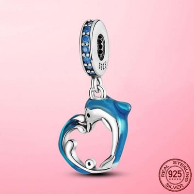 925 Zilver Dolfijn Liefde Bedel Blauwe CZ Zirconia Kralen Hanger Passend Merk Armband Ketting Originele 925 Zilveren Sieraden white