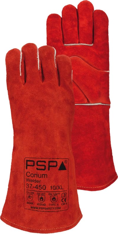 2 paar - Werkhandschoenen PSP 37-450 Corium Welder, Rundspitflederen lashandschoenen, maat 10 / XL