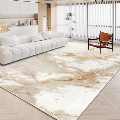 Luxe Wit Marmer Tapijt voor Woonkamer Scandinavische Gouden Decoratie Huis Tapis Antislip Wasbare Kleden voor Slaapkamer Ins Vloermat 140*200cm