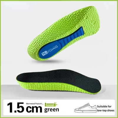 Traagschuim Hoogte Verhoging Inlegzolen Voor Mannen Vrouwen Schoenen Voetboog Ondersteuning Inlegzolen Sneakers Hak Lift Schoenpads 1.5CM green