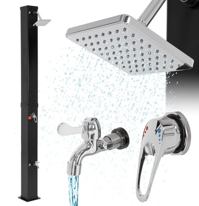 Zonnedouche 40L met voetdouche en regendouchekop 217 cm Zwart ML-Design