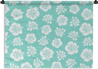 Wandkleed - Wanddoek - Hawaii - Hibiscus - Bloem - Patronen - 60x45 cm - Wandtapijt
