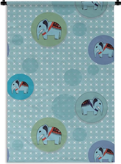Wandkleed - Wanddoek - Olifant - Stippen - Design - 60x90 cm - Wandtapijt