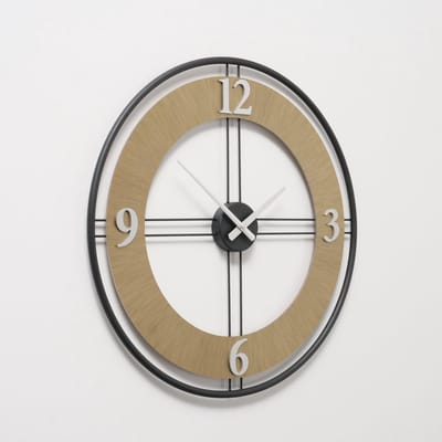 Klok - Wandklok - Ø 62cm - Metaal - Modern - Goud - Zwart