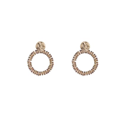 Day&Eve by Go Dutch Label Oorknoppen Cirkel Dubbele Rij Kralen Cinnamon