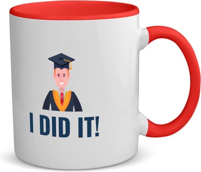 Akyol - i did it! koffiemok - theemok - rood - Geslaagd - iemand die is geslaagd - gelukt - gefeliciteerd - examen - school - diploma gehaald - cadeau - kado - geschenk - gift - 350 ML inhoud