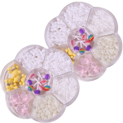 YUBBI Nagel 3D Glitter en Figuur Carousel - Nail Art Set - Nagelsteentjes - Strass - Strikjes - Parels - 2 Stuks - Nr. 03 Candy Land