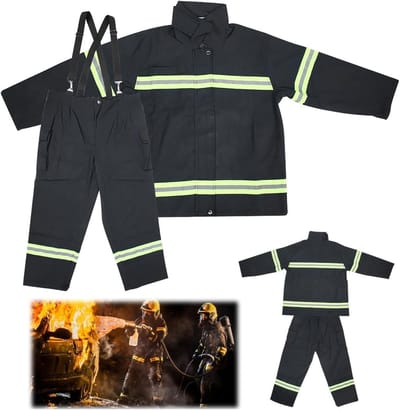 Hittebestendige Katoenen Werkkleding voor Brandweermensen en Lastechnici - Donkerblauwe Brandwerende Uniformen voor Veiligheid en Comfort