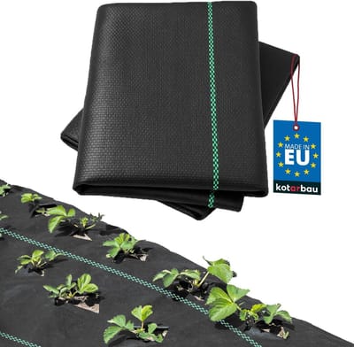 KOTARBAU® Tuin onkruidwerend vlies 0,6x5 m, 70 g/m² PP, zwart, waterdoorlatend, scheurvast, ideaal tegen onkruid in tuin en borders.