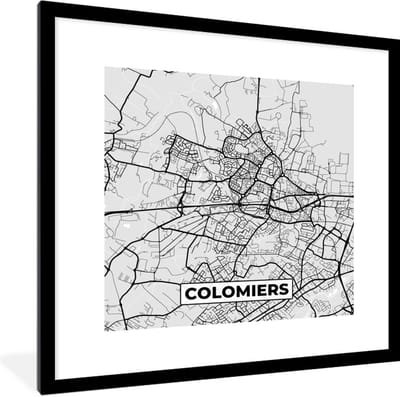 Fotolijst incl. Poster - Frankrijk - Colomiers - Stadskaart - Plattegrond - Kaart - 40x40 cm - Posterlijst