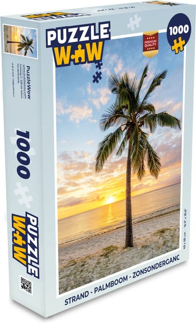 Puzzel Strand - Palmboom - Zonsondergang - Legpuzzel - Puzzel 1000 stukjes volwassenen