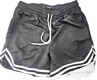 BamBella ® - Zwembroek - Maat S/M - zwart wit strepen zwemshorts - short man mannen korte broek heren