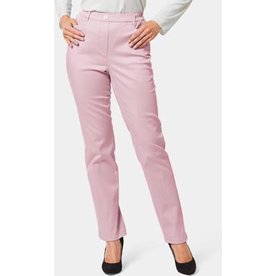 Lichte katoenen broek met elastische band - rosé - Gr. 52 van Goldner Fashion