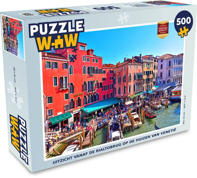Puzzel Uitzicht vanaf de Rialtobrug op de huizen van Venetië - Legpuzzel - Puzzel 500 stukjes