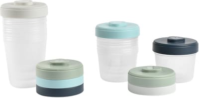 Béaba Bewaarpotjes - 8 Stuks - 4x 250ml + 4x 150ml - Blauw/Groen - Babyvoeding - Vries-, Microgolf- & Vaatwasbestendig
