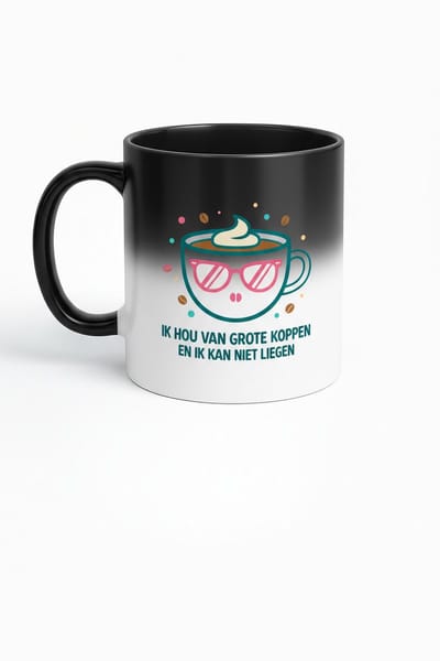 Ik Hou Van Grote Koppen Magic Mug - Koffiemok met Verborgen Design