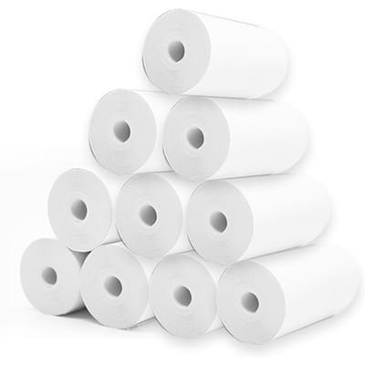 10 Rouleaux Papier Thermique Blanc Vierge Rouleau 57x25mm/2.17x0.98in Impression Photo Image Reçu Mémo blanc