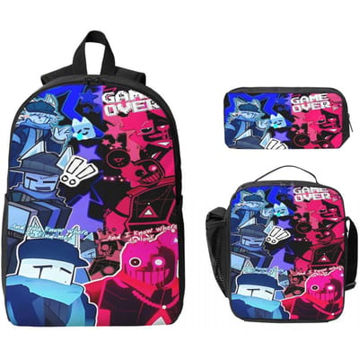 Kubus En Blixer Vergeten Kinderrugzak Lunchbox Etui voor Jongens Meisjes Rugzakken Kawaii Schooltas Boekentas Set black