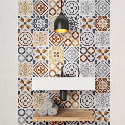 Muurstickers - Zelfklevende tegelmuurstickers voor keuken en badkamer - AZULEJOS RICKY - 24 stickers 10x10cm