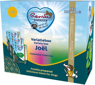 Renske Variatiebox Joël - Hondenvoer - Kip Lam Kalkoen 15x375 g Graanvrij