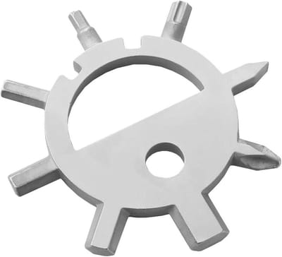 Multitool Kaart - Sneeuwvlok Gereedschap - Buitenactiviteiten - 11-In-1 Functies - 6 cm Diameter - Roestvrij Staal