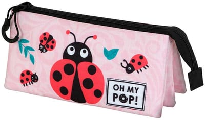 Karactermania - Oh My Pop! - Lieveheersbeestje - Triple Potloden Etui met Rits - Pennenzak - Tekenetui - Roze