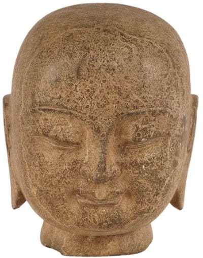Fine Asianliving Boeddhahoofd Steen Handgesneden 10x10cm