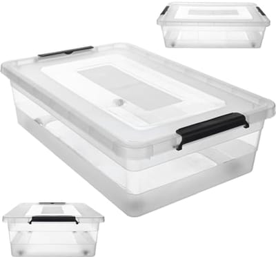 Transparante Spielzeugbox 28L met Deksel - Robuuste Opbergdoos voor Kinderen