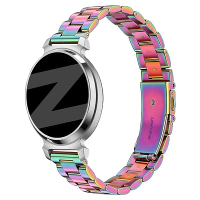 Bandz Stalen 'Classic' band geschikt voor Garmin Lily 2 / Pebble Round 2 - Regenboog