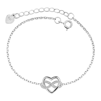 Juwelier Zwartevalk - Zilveren (gerhodineerd) infinity hart armband - 23.325