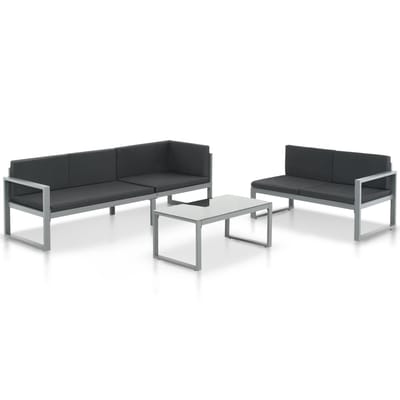 vidaXL - 3-delige - Loungeset - met - kussens - aluminium - zwart